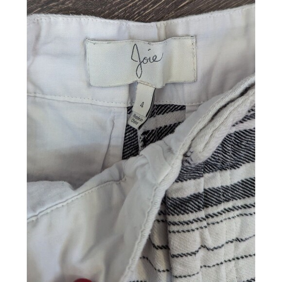 Joie Women's Shorts Black/White Striped Print Linen Size 4 High Rise Cotton (m) - Picture 3 of 3